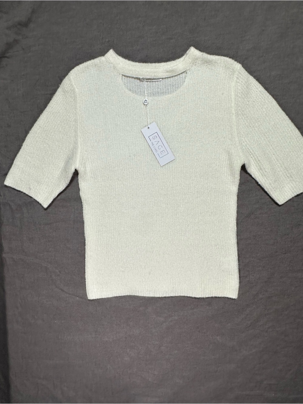 🆕 Sage Ivory Crewneck Short Sleeve Knit Top
